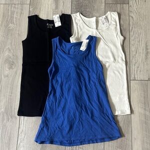 NWT Girl’s Sleeveless Tops - Black, Blue, and White